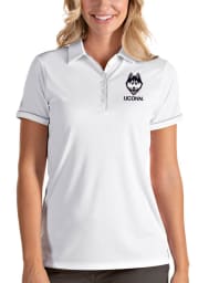 Antigua UConn Huskies Womens White Salute Short Sleeve Polo Shirt