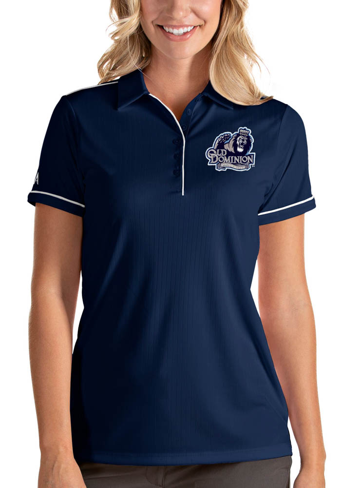 Antigua Old Dominion Monarchs Womens Navy Blue Salute Short Sleeve Polo Shirt