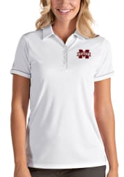 Antigua Mississippi State Bulldogs Womens White Salute Short Sleeve Polo Shirt