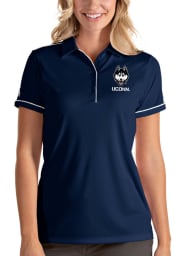Antigua UConn Huskies Womens Navy Blue Salute Short Sleeve Polo Shirt