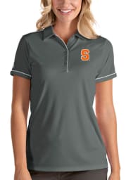 Antigua Syracuse Orange Womens Grey Salute Short Sleeve Polo Shirt