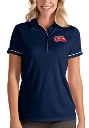 Antigua Ole Miss Rebels Womens Navy Blue Salute Short Sleeve Polo Shirt