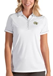 Antigua GA Tech Yellow Jackets Womens White Salute Short Sleeve Polo Shirt