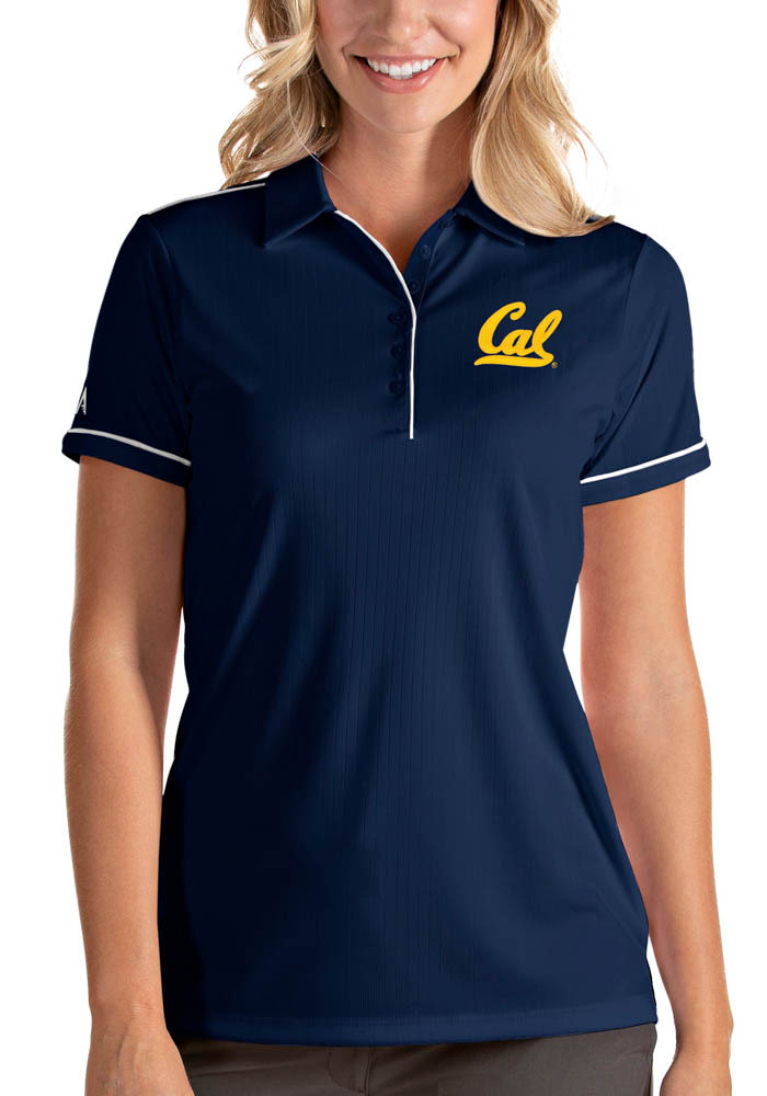 Antigua Cal Golden Bears Womens Navy Blue Salute Short Sleeve Polo Shirt