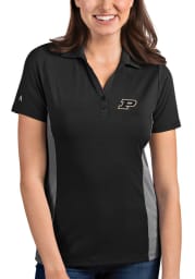 Antigua Purdue Boilermakers Womens Grey Venture Short Sleeve Polo Shirt