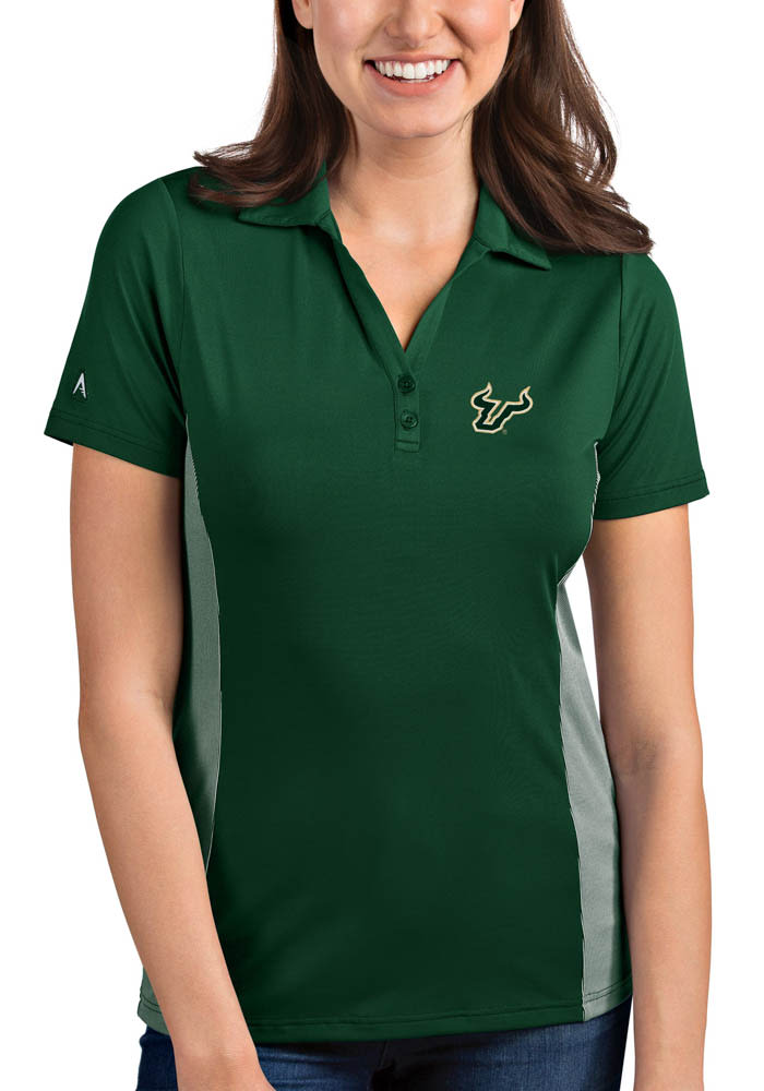 Antigua South Florida Bulls Womens Green Venture Short Sleeve Polo Shirt