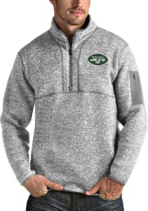 Antigua New York Jets Mens Grey Fortune Long Sleeve 1/4 Zip Pullover