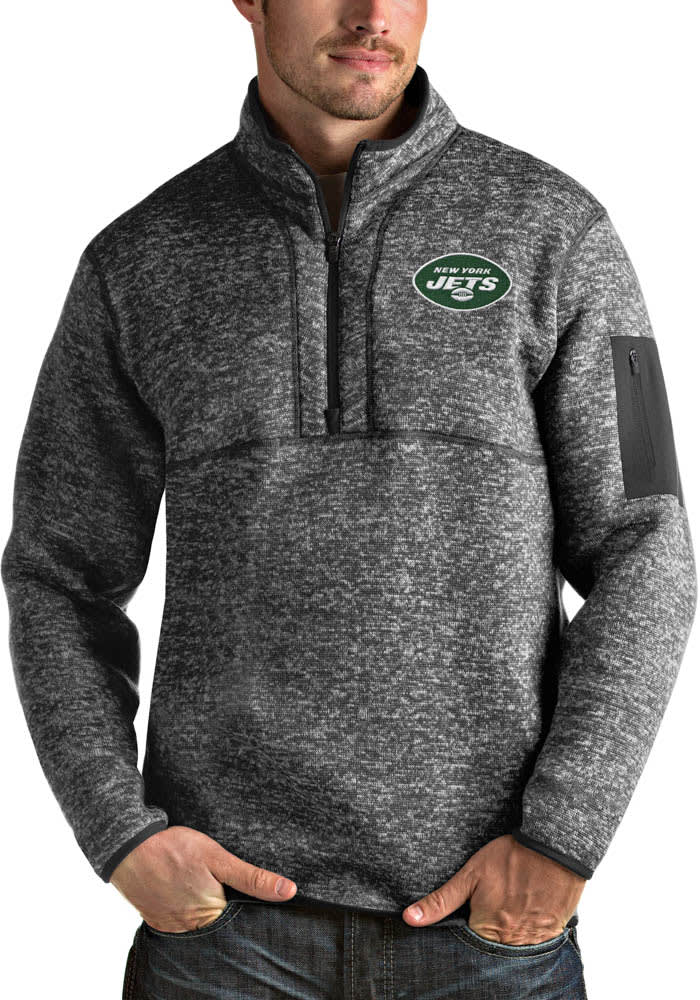 Men's Antigua Heather Gray New York Jets Victory Pullover Hoodie Size: Small