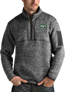 Antigua New York Jets Mens Grey Fortune Long Sleeve 1/4 Zip Pullover