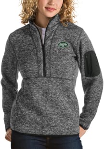 Antigua New York Jets Womens Grey Fortune 1/4 Zip Pullover