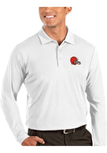 Antigua Cleveland Browns Mens White Tribute Long Sleeve Polo Shirt