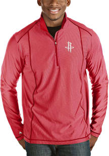 Antigua Houston Rockets Mens Red Tempo Long Sleeve 1/4 Zip Pullover