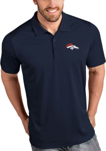 Antigua Denver Broncos Mens Navy Blue Tribute Short Sleeve Polo