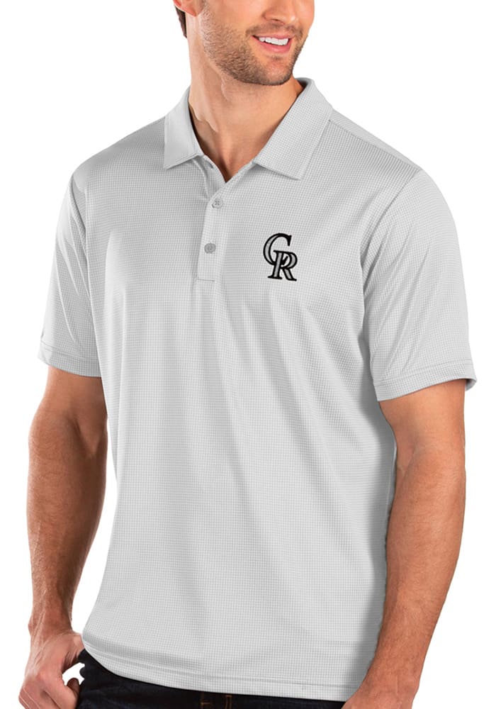 Colorado Rockies Antigua Compass Polo - White