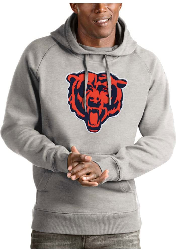 Chicago Bears Antigua Victory Pullover Hoodie - Heather Gray