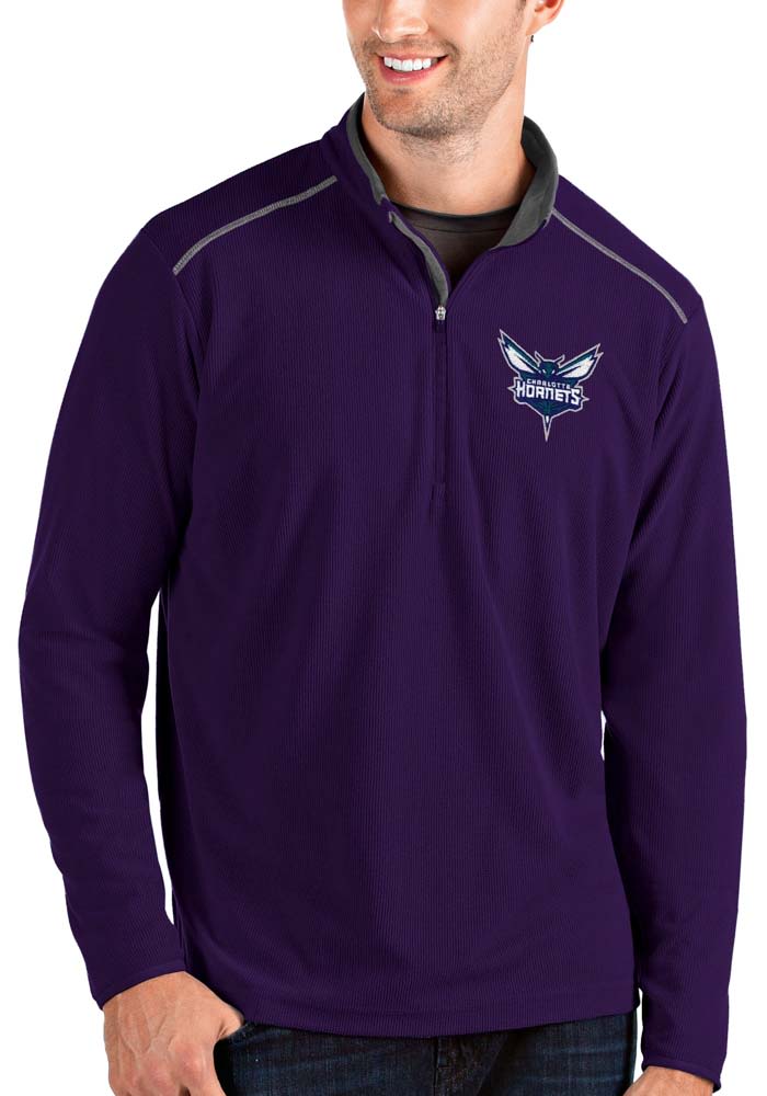 Antigua Charlotte Hornets Mens Purple Glacier Long Sleeve 1/4 Zip Pullover
