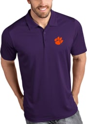 Antigua Clemson Tigers Mens Purple Tribute Short Sleeve Polo