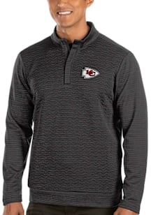 Antigua Kansas City Chiefs Mens Black Analog Long Sleeve Qtr Zip Pullover