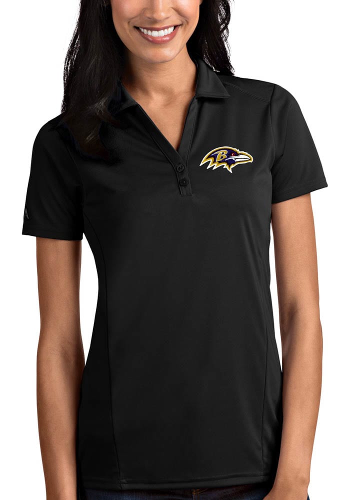 Antigua Baltimore Ravens Womens Black Tribute Short Sleeve Polo Shirt