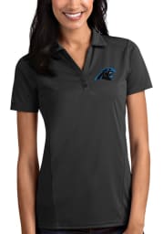 Antigua Carolina Panthers Womens Grey Tribute Short Sleeve Polo Shirt