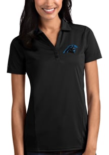 Antigua Carolina Panthers Womens Black Tribute Short Sleeve Polo Shirt