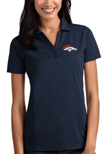 Antigua Denver Broncos Womens Navy Blue Tribute Short Sleeve Polo Shirt