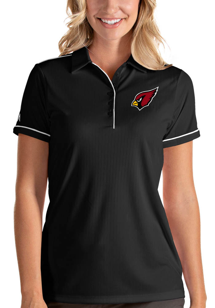 Antigua Arizona Cardinals Womens Black Salute Short Sleeve Polo Shirt
