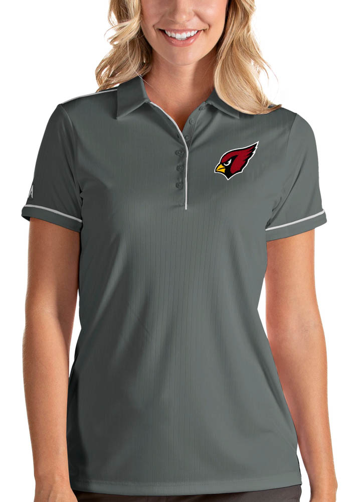 Antigua Arizona Cardinals Womens Grey Salute Short Sleeve Polo Shirt