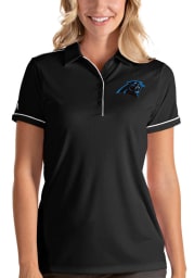 Antigua Carolina Panthers Womens Black Salute Short Sleeve Polo Shirt