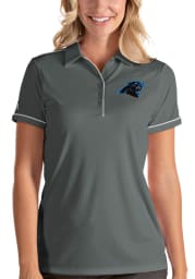 Antigua Carolina Panthers Womens Grey Salute Short Sleeve Polo Shirt
