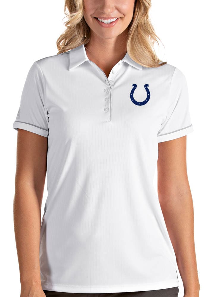Antigua Indianapolis Colts Womens White Salute Short Sleeve Polo Shirt