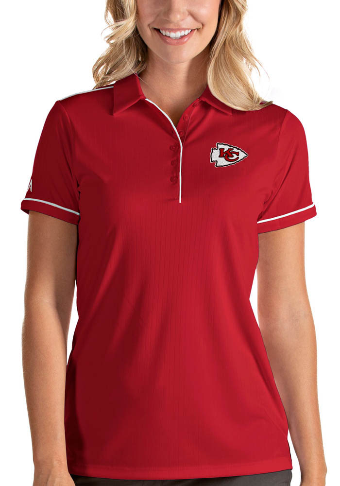 Antigua Kansas City Chiefs Womens Red Salute Short Sleeve Polo Shirt