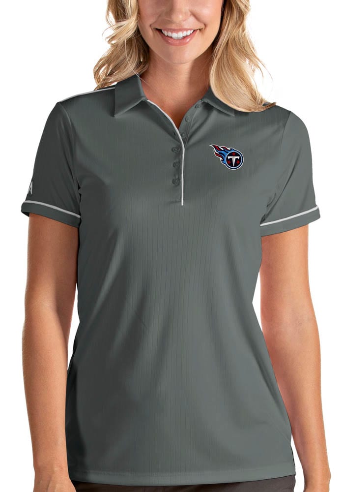 Antigua Tennessee Titans Womens Grey Salute Short Sleeve Polo Shirt