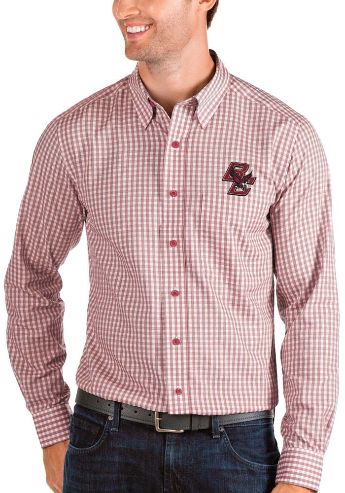 Antigua Boston College Eagles Mens Red Structure Long Sleeve Dress Shirt
