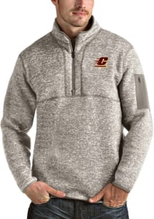 Antigua Central Michigan Chippewas Mens Oatmeal Fortune Long Sleeve 1/4 Zip Pullover