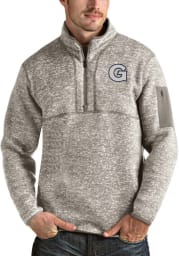 Antigua Georgetown Hoyas Mens Oatmeal Fortune Long Sleeve 1/4 Zip Fashion Pullover