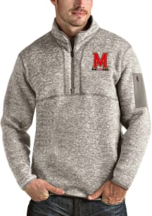 Mens Maryland Terrapins Oatmeal Antigua Fortune 1/4 Zip Pullover