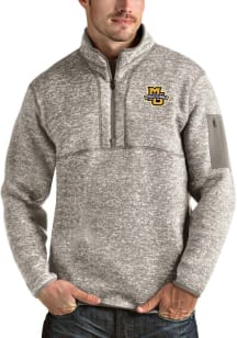 Antigua Marquette Golden Eagles Mens Oatmeal Fortune Long Sleeve 1/4 Zip Pullover
