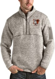 Antigua Bowling Green Falcons Mens Oatmeal Fortune Long Sleeve 1/4 Zip Fashion Pullover