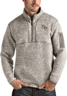 Antigua UCF Knights Mens Oatmeal Fortune Long Sleeve 1/4 Zip Pullover