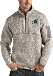 Antigua Tulane Green Wave Mens Oatmeal Fortune Long Sleeve 1/4 Zip Pullover