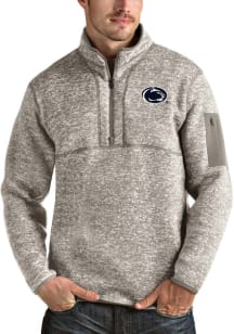 Antigua Penn State Nittany Lions Mens Oatmeal Fortune Long Sleeve 1/4 Zip Pullover