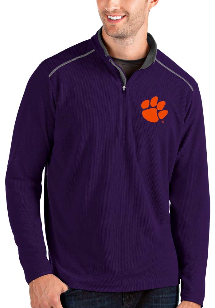 Men's Nike Heathered Oatmeal/Purple Clemson Tigers Local Pullover