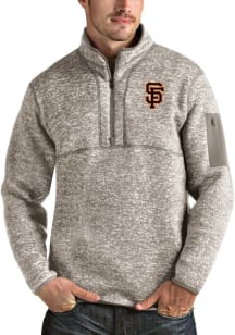 Antigua San Francisco Giants Mens Oatmeal Fortune Long Sleeve 1/4 Zip Pullover