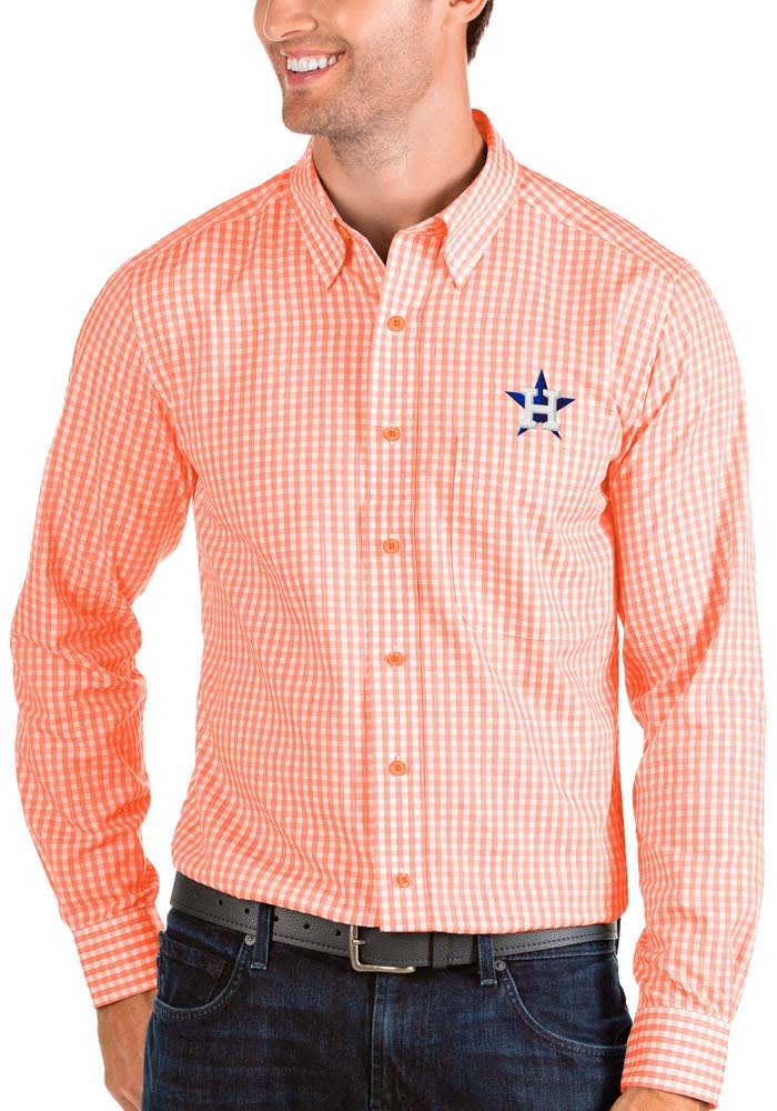 Houston Astros Cutter & Buck Long Sleeve Stretch Oxford Button-Down Shirt - Charcoal