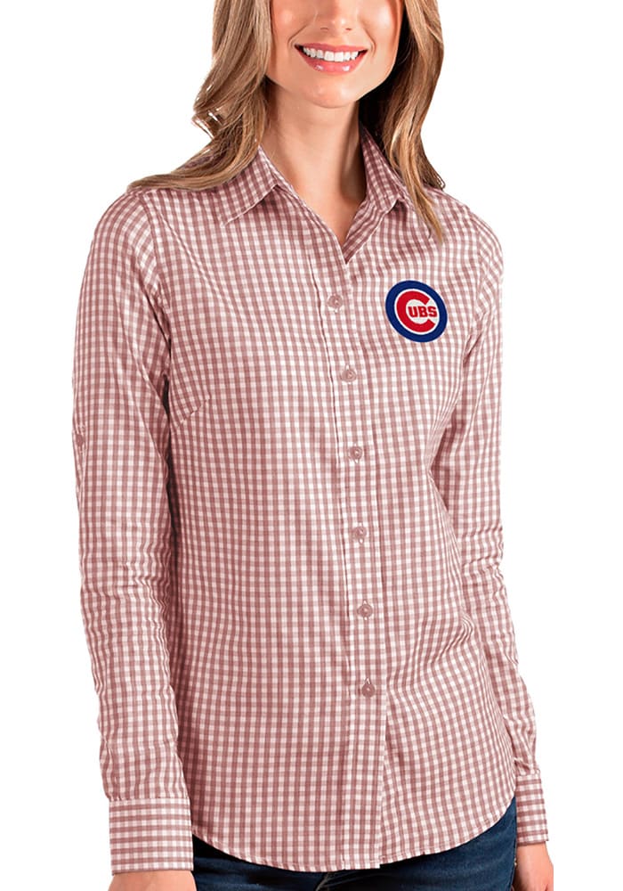 Antigua Chicago Cubs Red Compression Long Sleeve Dress Shirt, Red, 70% Cotton / 27% Polyester / 3% SPANDEX, Size L, Rally House