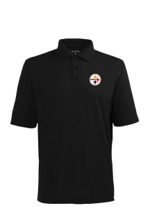 Antigua Pittsburgh Steelers Mens Black Pique Short Sleeve Polo