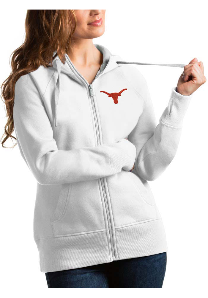 Antigua Texas Longhorns Womens White Victory Long Sleeve Full Zip Jacket