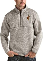 Antigua Cleveland Cavaliers Mens Oatmeal Fortune Long Sleeve 1/4 Zip Fashion Pullover