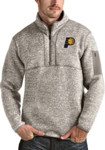 Antigua Indiana Pacers Mens Oatmeal Fortune Long Sleeve 1/4 Zip Pullover